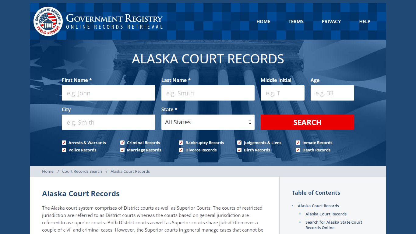 Online Alaska Court Records